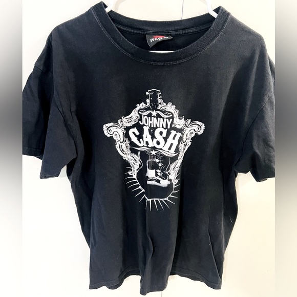 JOHNNY CASH Man in Black Guitar Zion Rootswear T-Shirt Mens L - Picture 1 of 4